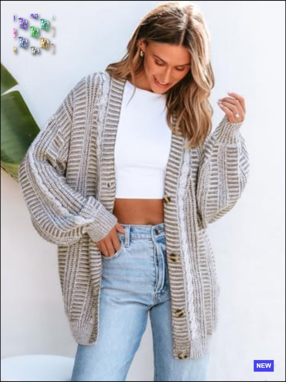 Women's Oversized Chunky Knit Longline Cardigan Open Front with Pockets - Picture 5 of 6